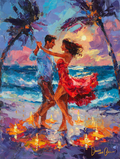 Dancing by the Sea — Romantic Oil Painting Print