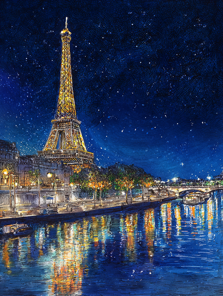 Paris — Eiffel Tower at Night Fine Art Print